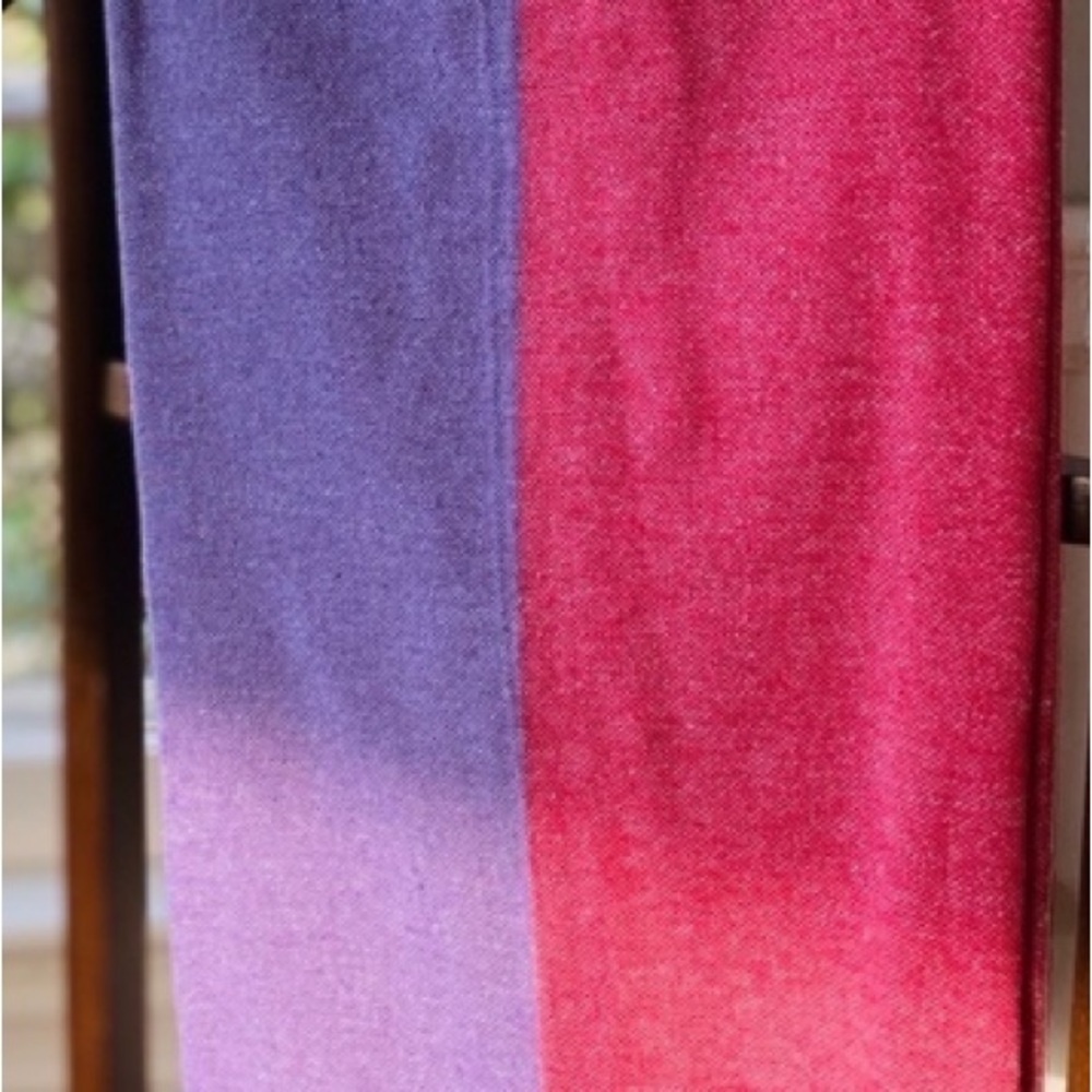 Loom Weave Color Block Travel Blanket Organic Cotton Red + Purple Hand Crafted